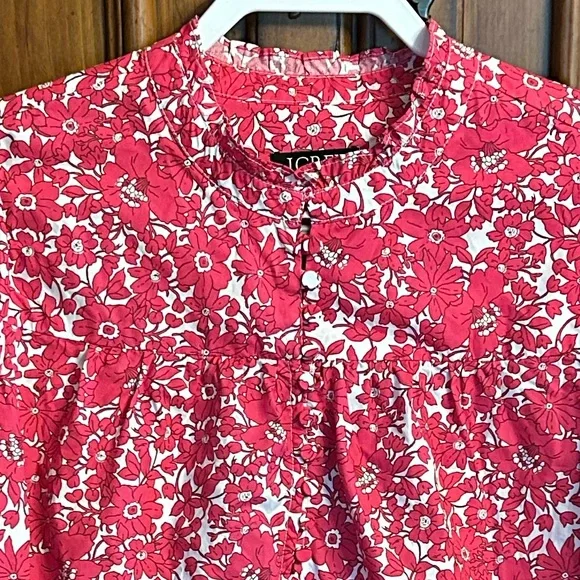 J.Crew Button-Front Ruffleneck Popover
In Blushing Meadow Size Small - Picture 11 of 11